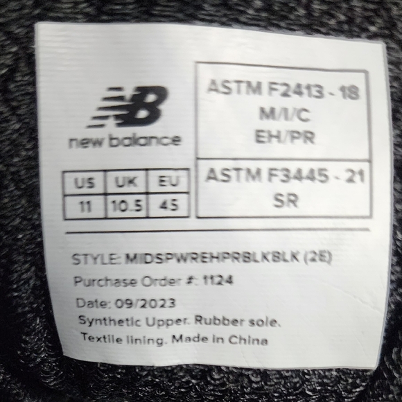 New Balance Men's Composite Safety Toe Black Work Tennis Shoes Brand New - Picture 5 of 13